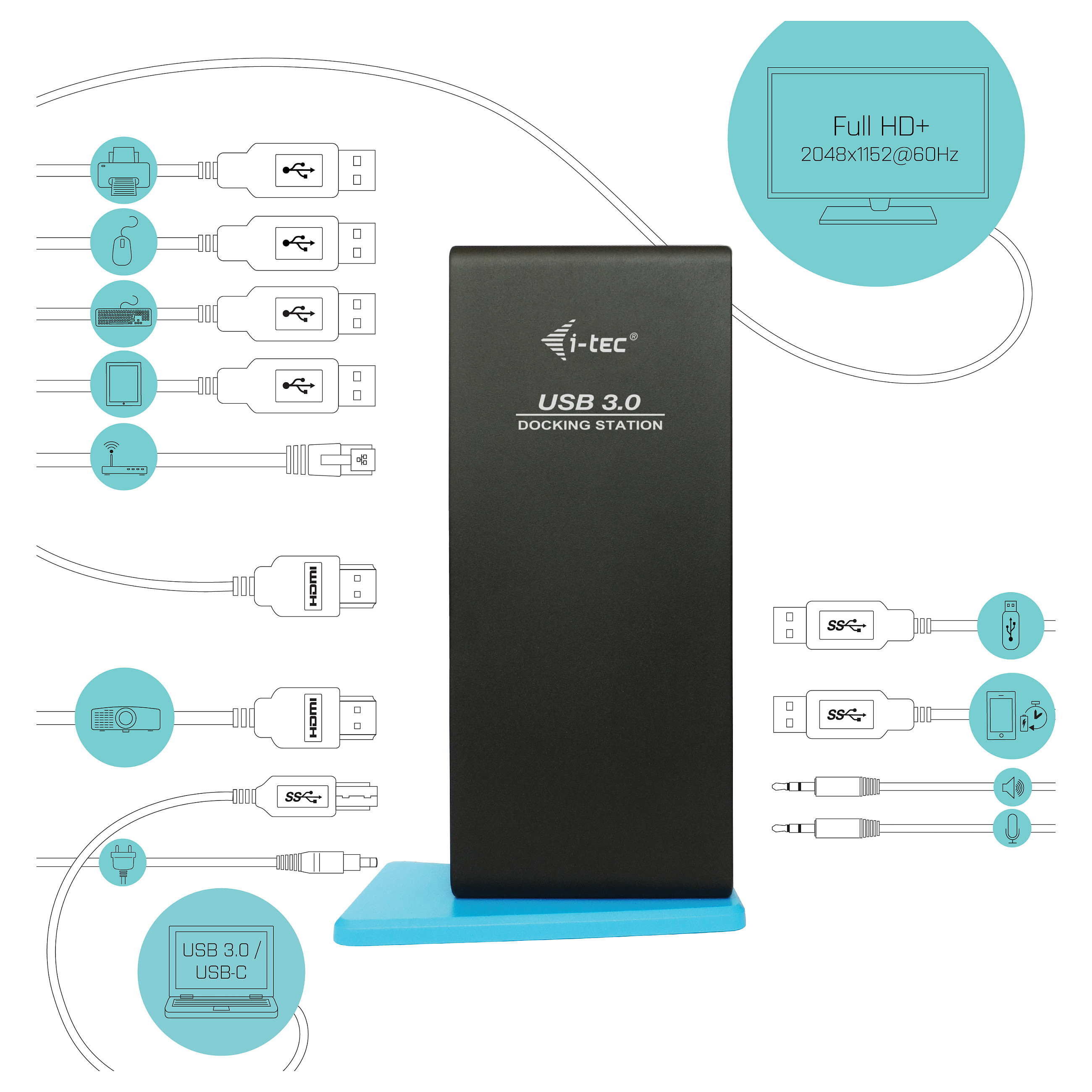 Docking Station i-tec USB 3.0 Dual HDMI - Zezë - 3
