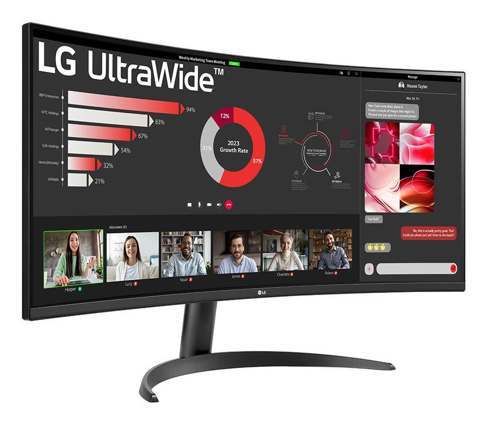 Monitor LG 34WR50QK-B / 34" / WQHD VA Curved / 100Hz / 5ms / HDMI+DisplayPort - Zezë - 3