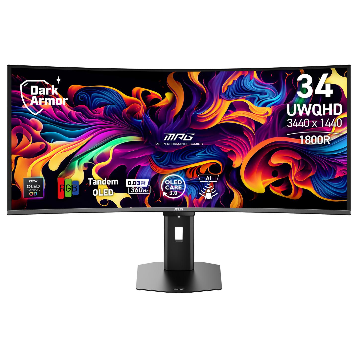 Monitor Gaming MSI MPG 341CQRDE QD-OLED X36 / 34" / UWQHD QD-OLED / 360 Hz / 0.03 ms / 2x HDMI + DisplayPort + USB-C - Zezë - 8
