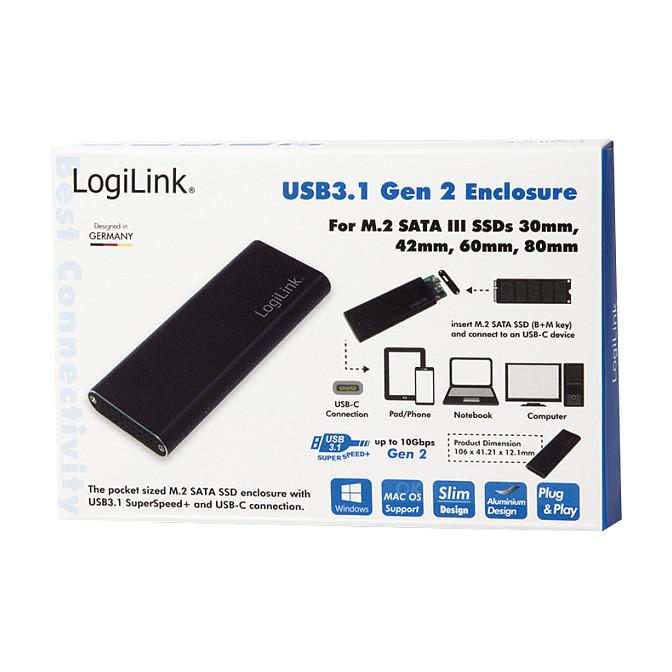 Këllëf për Disqe LogiLink UA0314, M.2 SATA SSD, USB-C 3.2 Gen 2, 10 Gbit/s – Zezë - 3