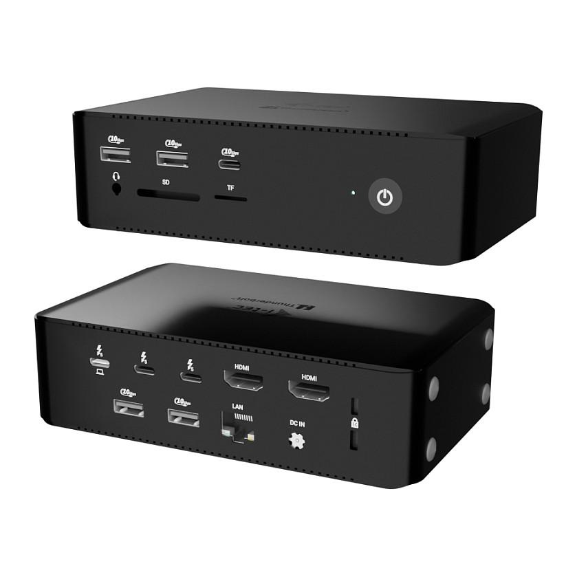 Docking Station i-tec TB5QUATTRODOCKPD, Thunderbolt 5, Power Delivery 140W, 5x USB, 2.5GbE LAN, SD/TF, Audio 3.5mm, deri në 4 monitorë - Zezë