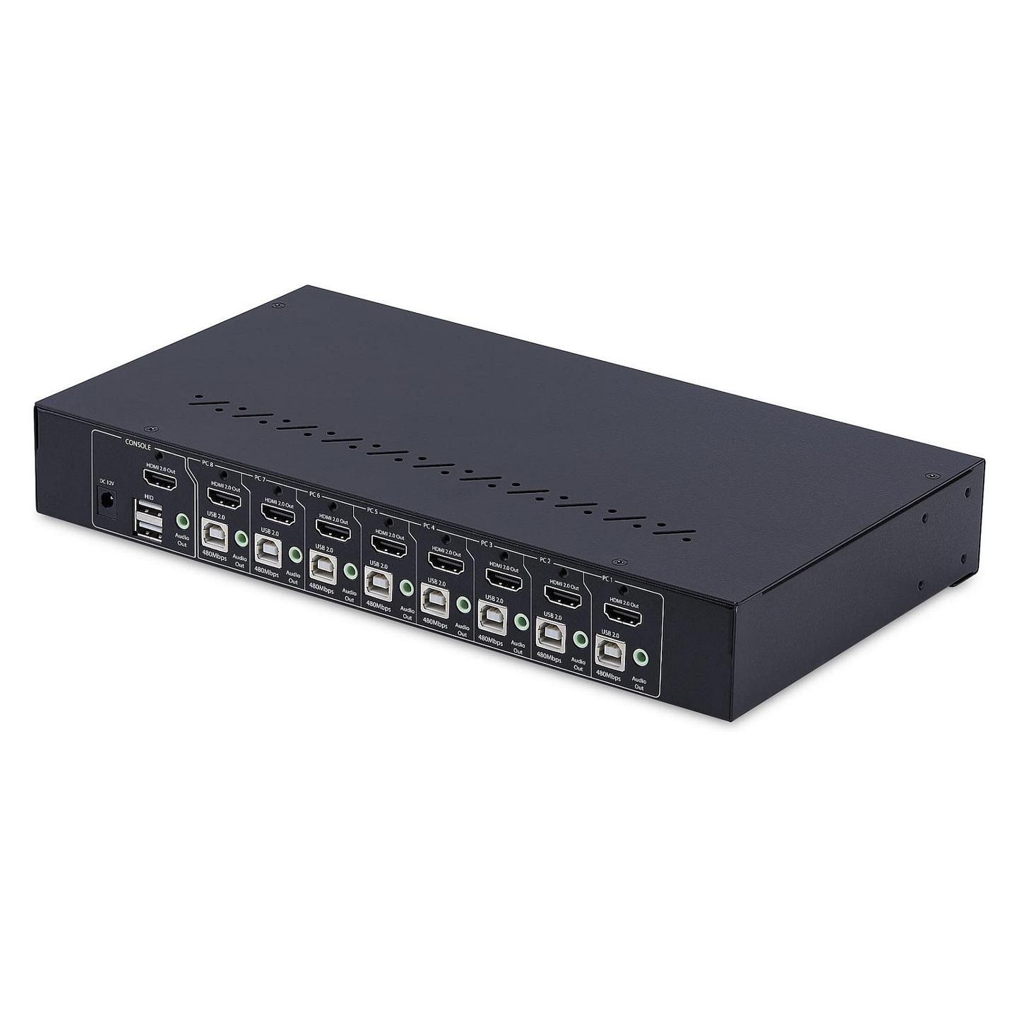 KVM Switch StarTech.com R8AH202-KVM-SWITCH, 8 porta, HDMI 2.0, 4K 60Hz, USB 2.0, Audio, Rack 1U, TAA - Zezë - 2