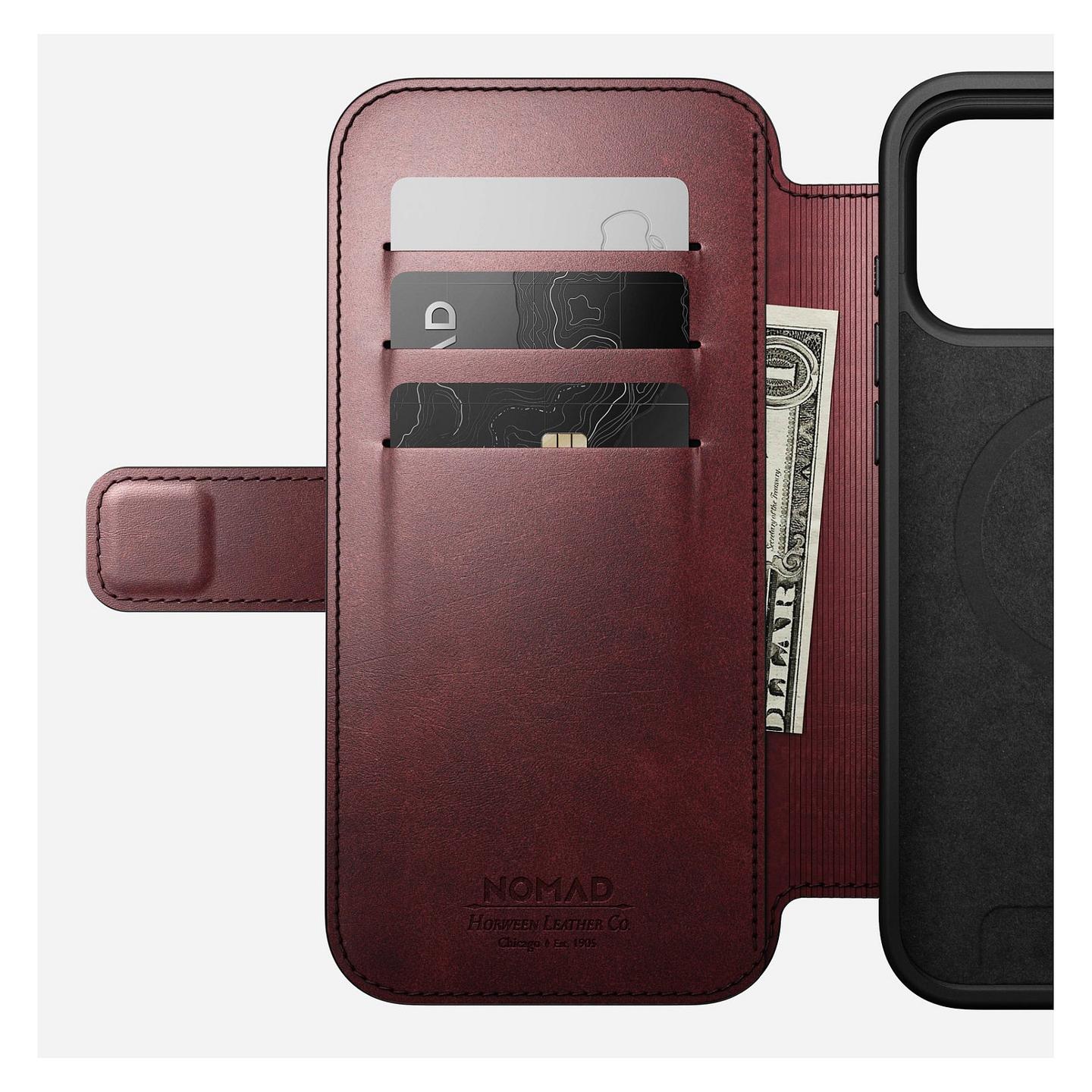 Aksesorë për telefon Nomad Modern Leather Folio / Case / MagSafe / Qi2 / iPhone 17 Pro Max - Kafe - 7