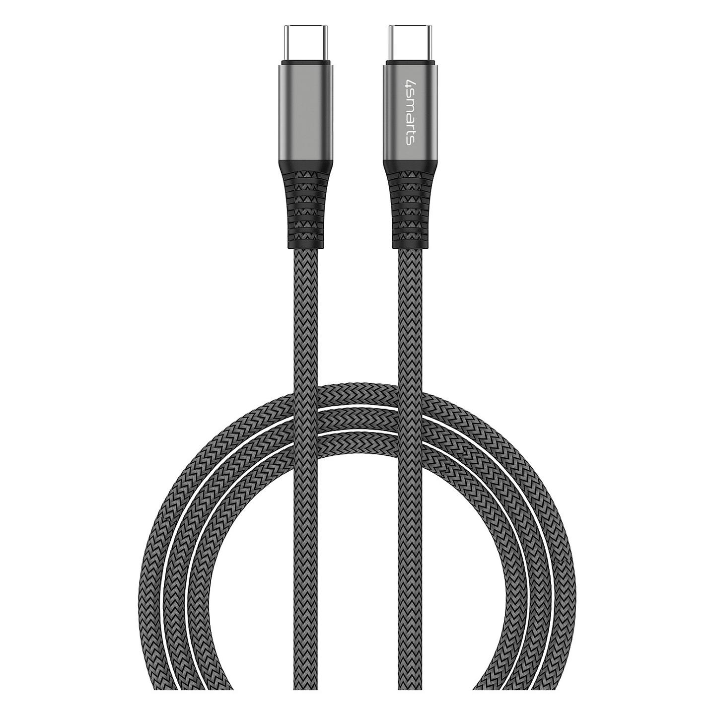 Kabllo USB 4smarts PremiumCord 456267 / USB-C në USB-C / 3m / 100W / USB 2.0 / 480 Mbps / PD 3.0 / Nylon - Zezë