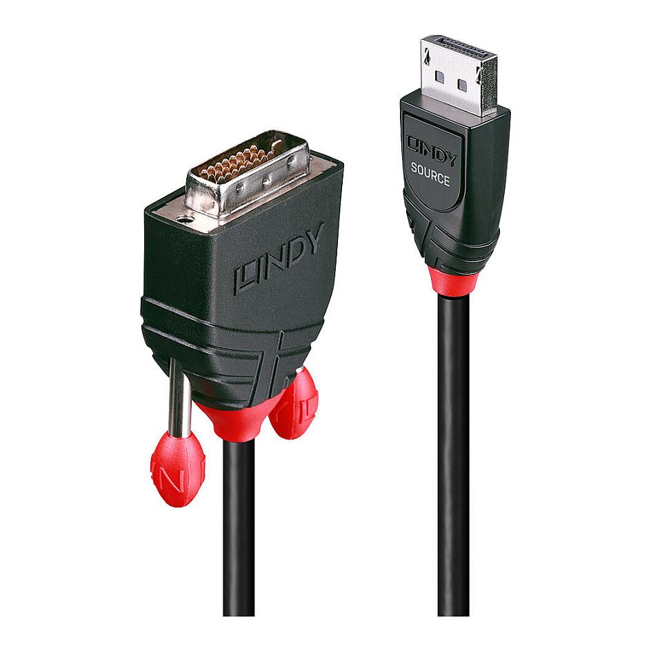 Kabllo DisplayPort LINDY 41490 / DisplayPort 1.1 në DVI-D / 1m / WUXGA 60Hz - Zezë - 1