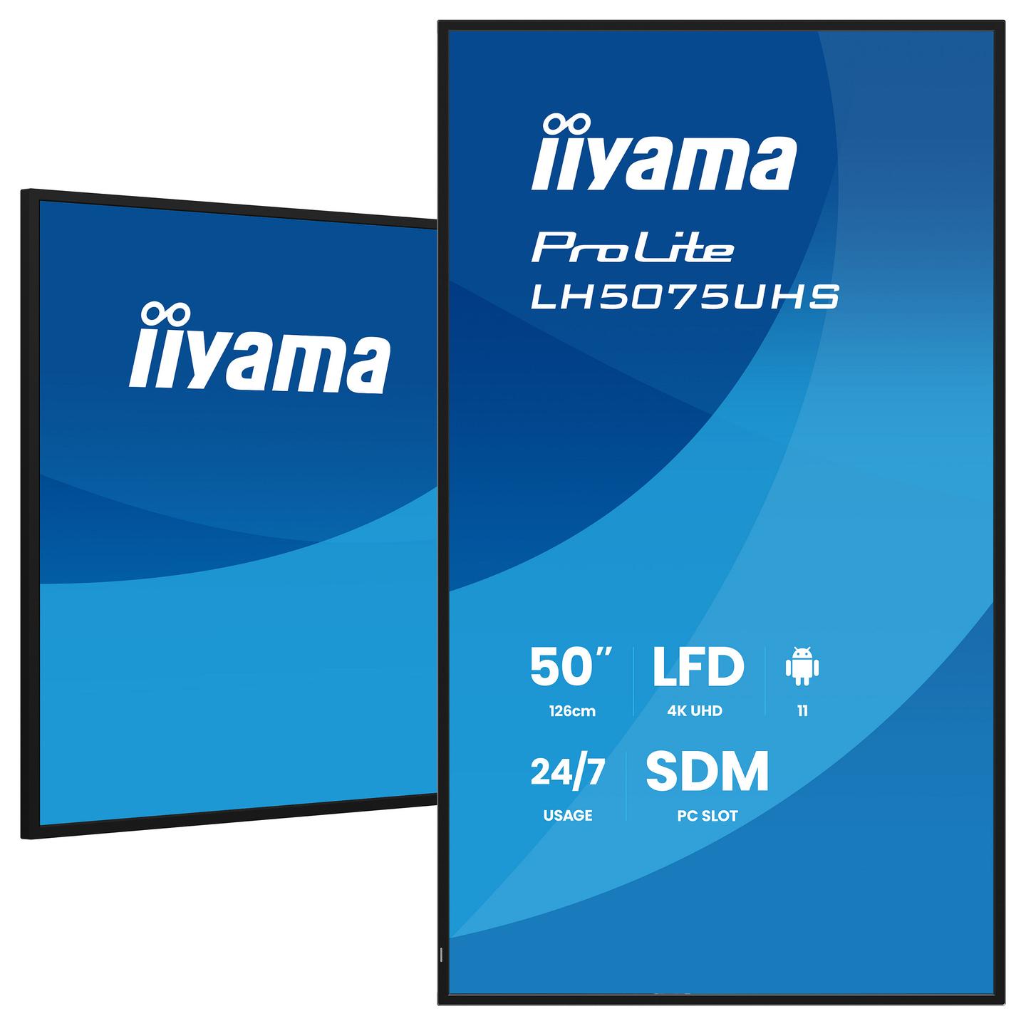 Digital Signage iiyama ProLite LH5075UHS-B2AG, 49.5", 4K UHD, VA, 4GB, 32GB, HDMI, DisplayPort, USB - Zezë - 5