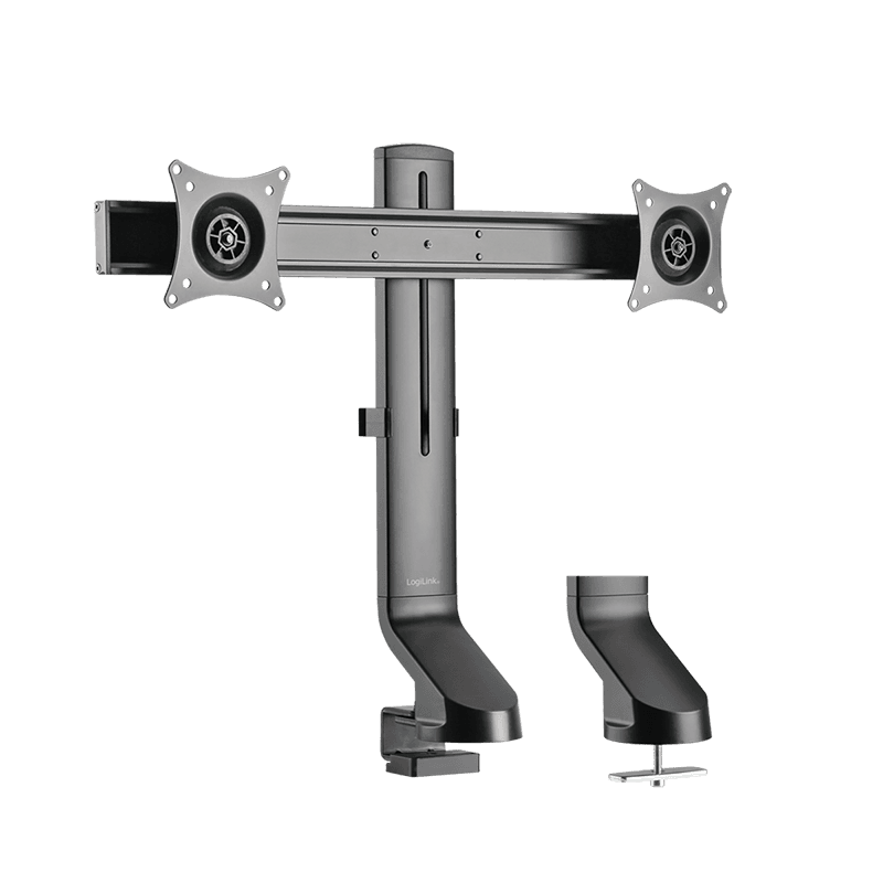 Mbajtëse për Monitor LogiLink BP0160 / 2 Monitorë / 17–27" / deri 7kg për Monitor / VESA 75x75 & 100x100 / Rotacion 180° - Zezë - 1