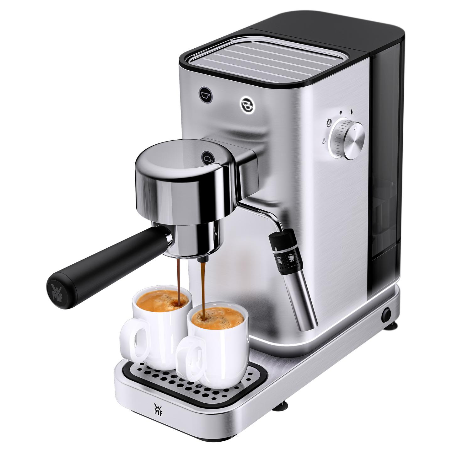 Aparat Manual për Espresso WMF Lumero 04.1237.0011, 1350 W, 15 bar, Rezervuar 1.4 L – Argjend/Zezë