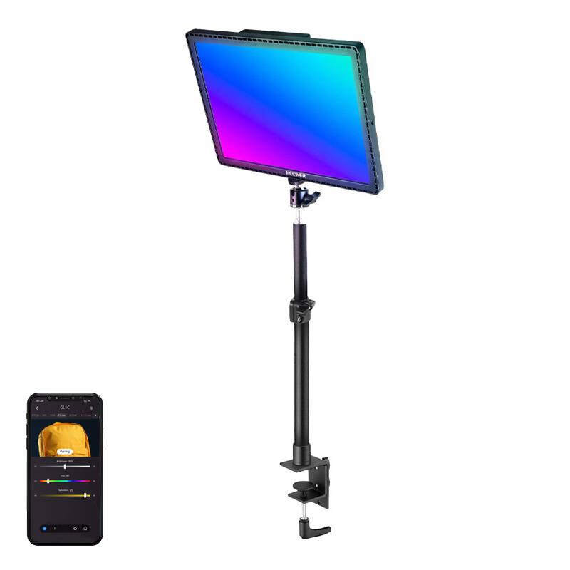 Dritë e Mençur Neewer GL1C, RGB, 48W, 4300Lux, 2900-7000K, CRI 97+, 144 LED, 18 Efekte - Zezë - 1