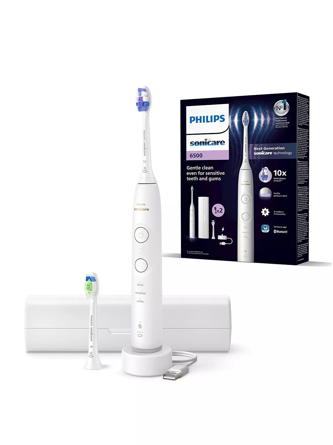 Furçë dhëmbësh elektrike Philips Sonicare Series 6500 HX7410/02 / Sonic / 62.000 lëvizje/min / 3 Mode / 3 Intensitete / Bluetooth / 21 Ditë – Bardhë