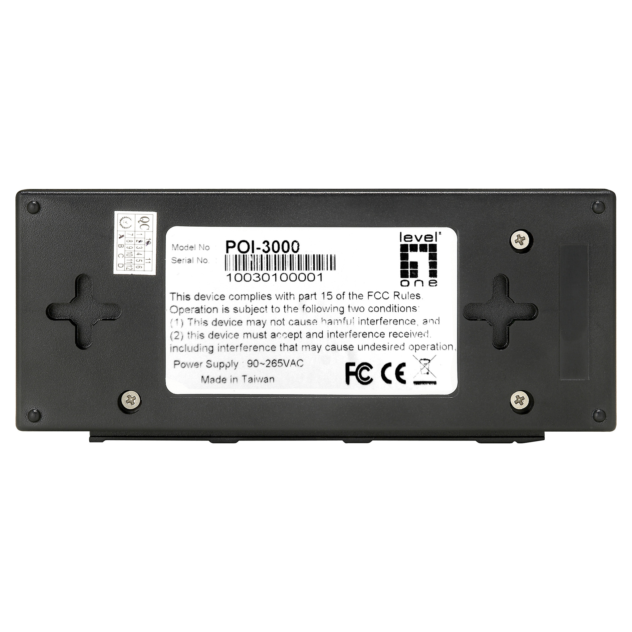 LevelOne POI-3000 Gigabit PoE Injector 802.3af/at 30W me 6kV Surge Protection High Power - 3