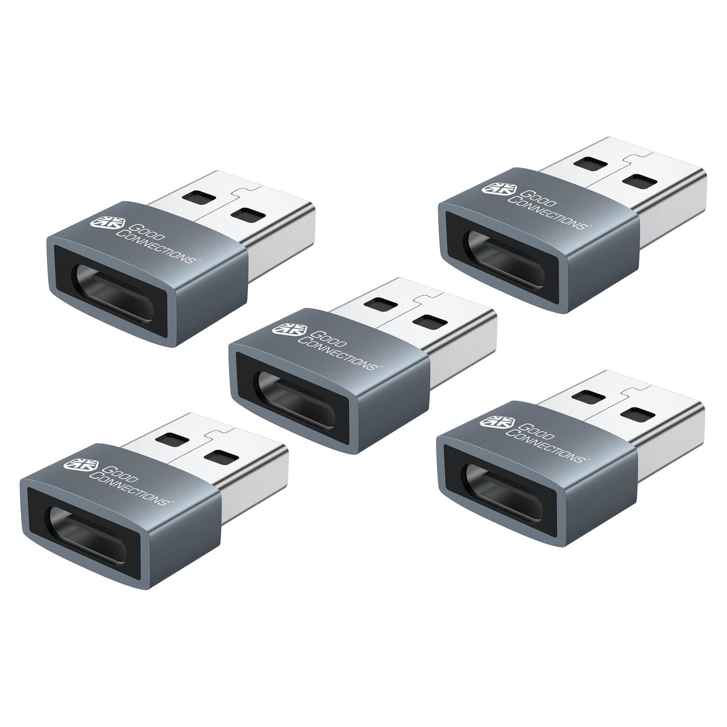 Adapter Good Connections USB-AD203-5, USB-A në USB-C, USB 2.0, 480Mbps, 60W, 5 copë - Hiri