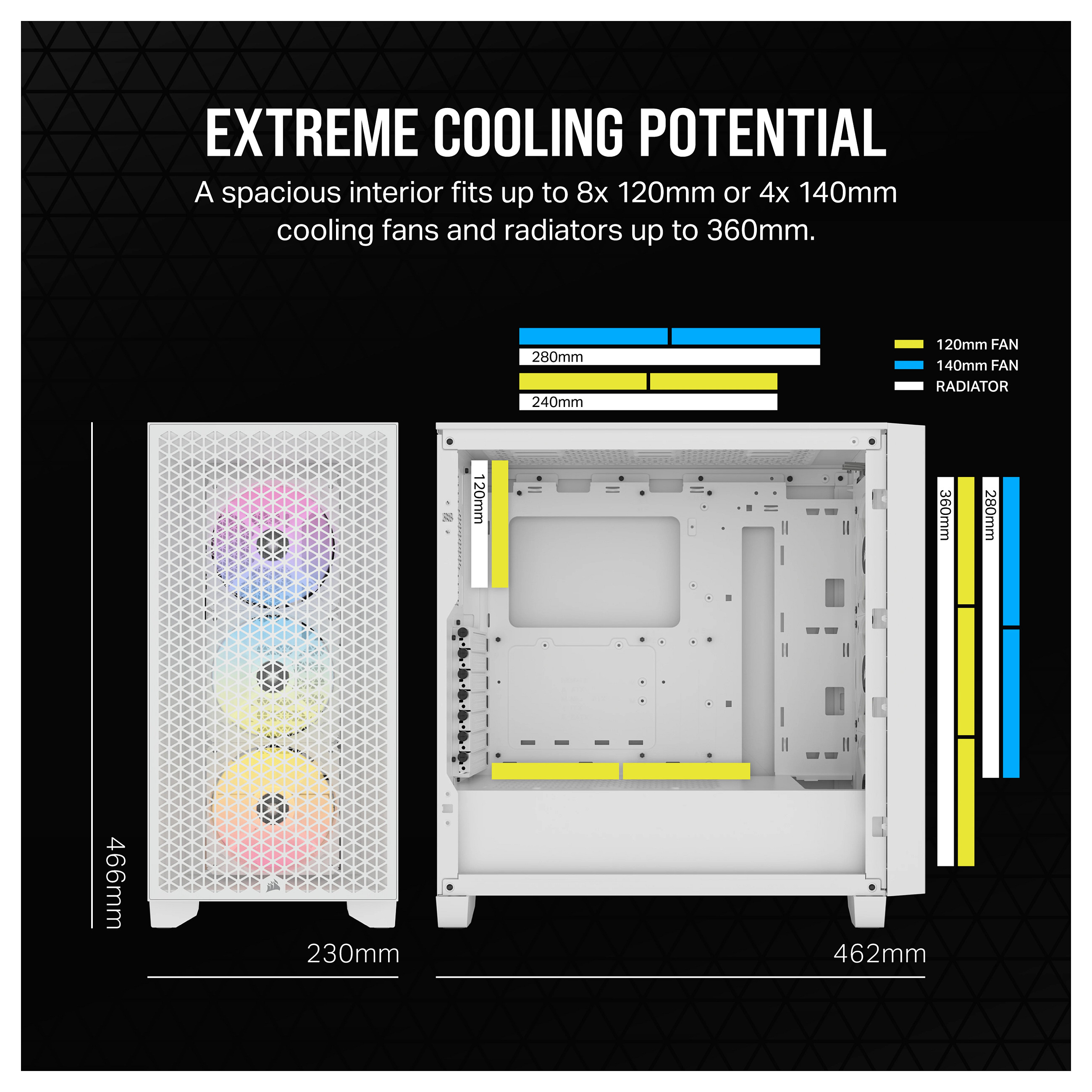 Kasë Corsair 3000D RGB Airflow White Midi Tower ATX Gaming Case – Bardhë - 11