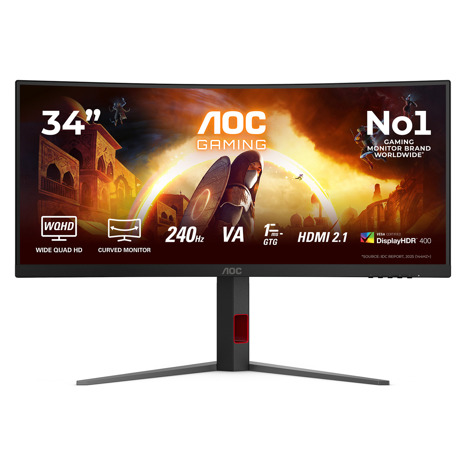 Monitor Gaming AOC CU34G4Z / 34" / WQHD Fast VA LCD Curved / 240Hz / 1ms / HDMI+DP+USB - Zezë