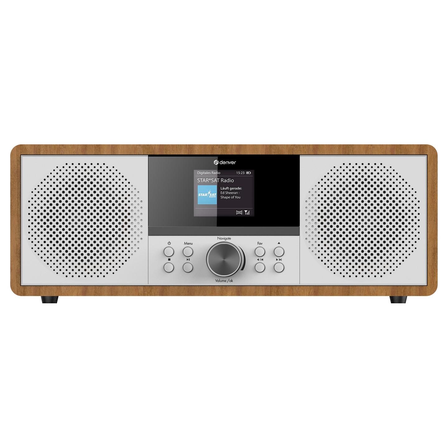 Sistem muzikor Denver MIR-270DW, radio interneti, DAB+, FM, CD, Bluetooth, ekran me ngjyra 2.4", 2 × 10 W RMS, USB, AUX - Dru i errët - 2