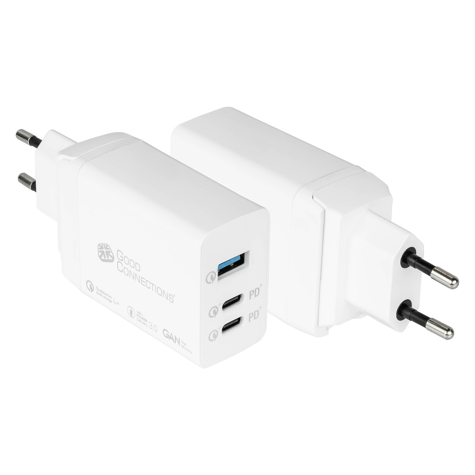 Adapter USB-C Good Connections / 65W / GaN / 2x USB-C + 1x USB-A / PD 3.0 / QC 4+ – Bardhë