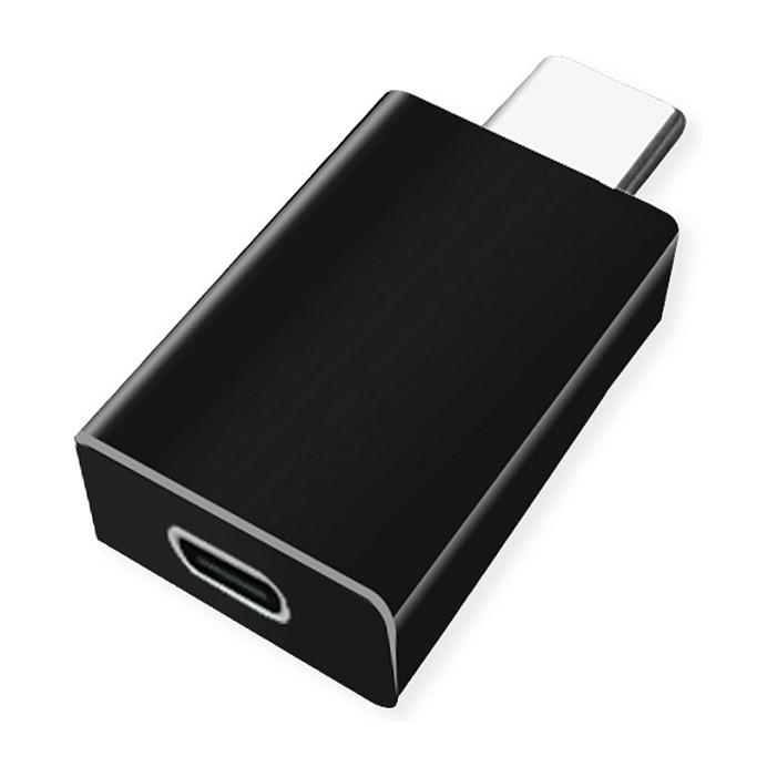 Adapter USB ROLINE 11.02.8339 / USB-C Mashkull në USB-C Femër / Data Blocker / Vetëm Karikim - Zezë