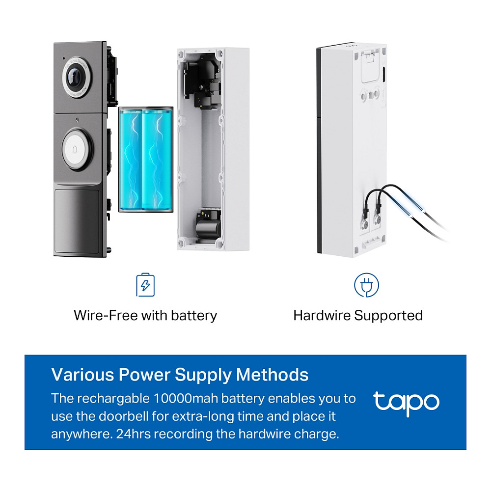 Kamerë Sigurie IP CCTV TP-Link Tapo D235 / Video Doorbell / 5MP / 2560×1920 / Wi-Fi / IP66 - Bardhë/Zezë - 3