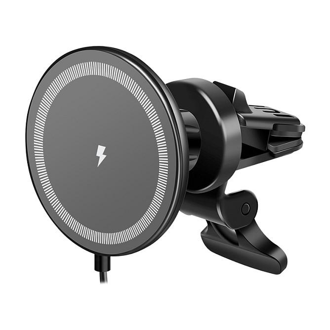 Adapter telefoni për veturë LogiLink PA0333 / Wireless Charging / Magnetic / 360° / 15W / Round – Zezë