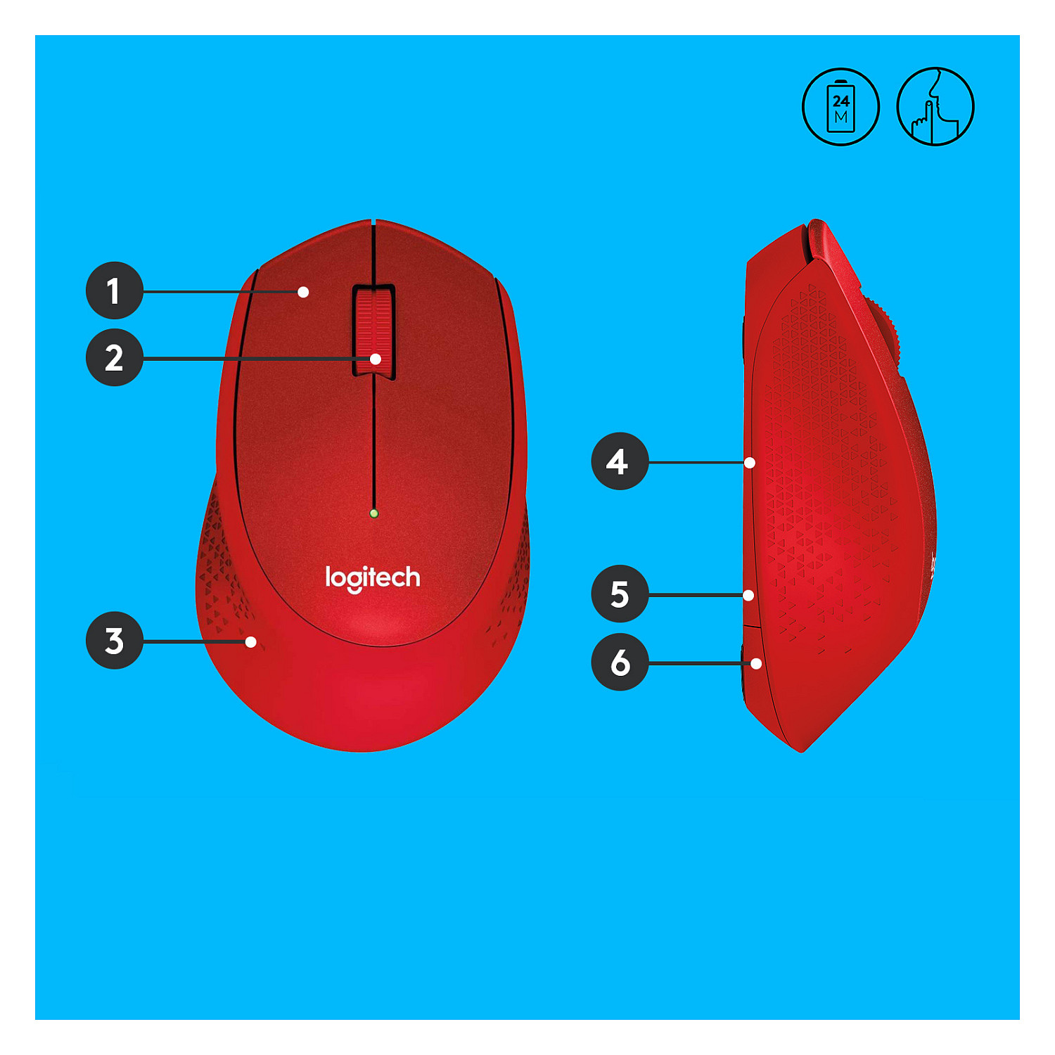 Maus Logitech M330 SILENT PLUS - Kuqe - 1