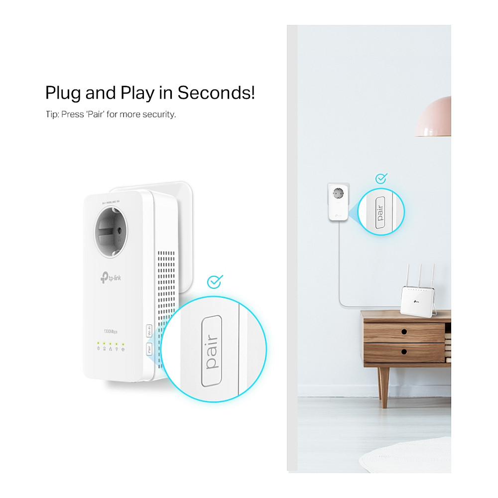 Power-LAN INTD TP-LINK Powerline WPA8631P AV1300-AC1200-Gigabit-WLAN-Powerline with power outlet - 6