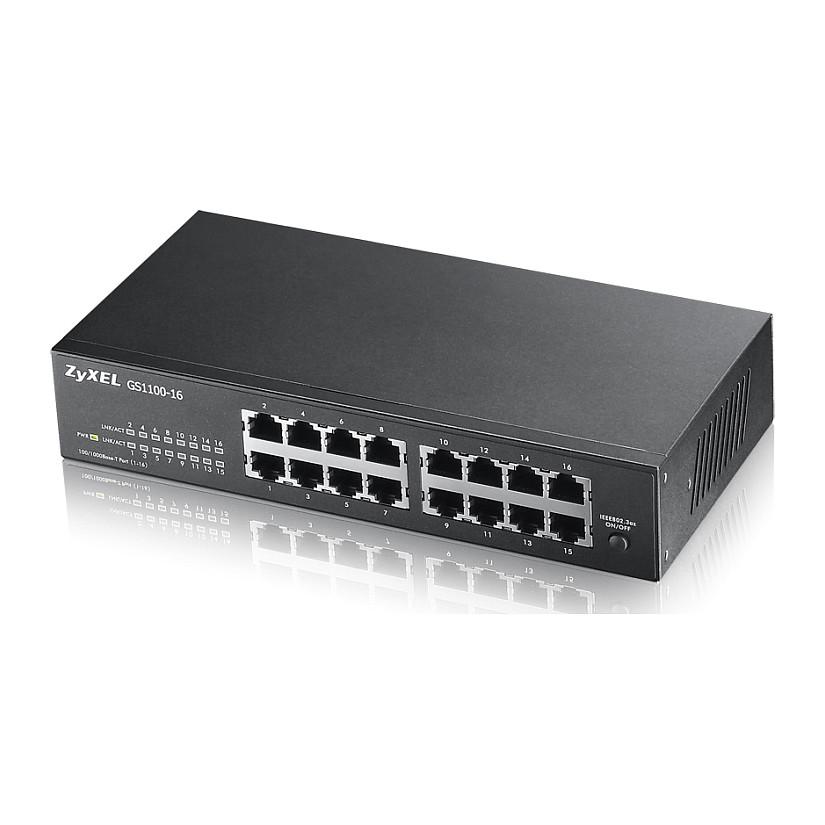 Switch Zyxel GS1100-16E, 16 porta Gigabit Ethernet, 10/100/1000 Mbps, Unmanaged, 32Gbps, pa ventilator - Zezë