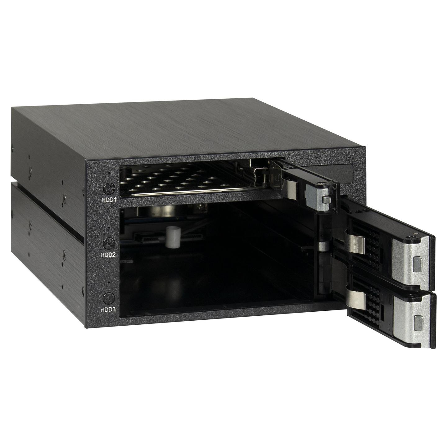 Këllëf për disqe Inter-Tech ST-3525, 2x 3.5" + 1x 2.5", SATA III, Hot-Swap, 2x 5.25" - Zezë - 4
