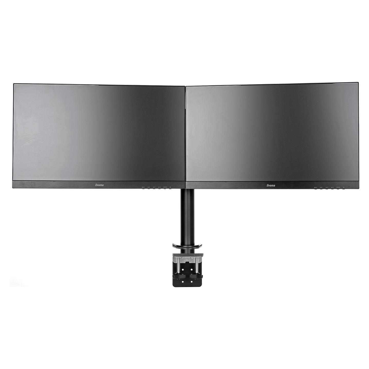 Mbajtëse për Monitor iiyama DS1002C-B1 / 2 Monitorë / 10"-32" / 10kg për Monitor / Clamp / Rregullim Lartësie 200-400mm / Tilt -85° deri +15° / Swivel 180° / Pivot 90° - Zezë - 6