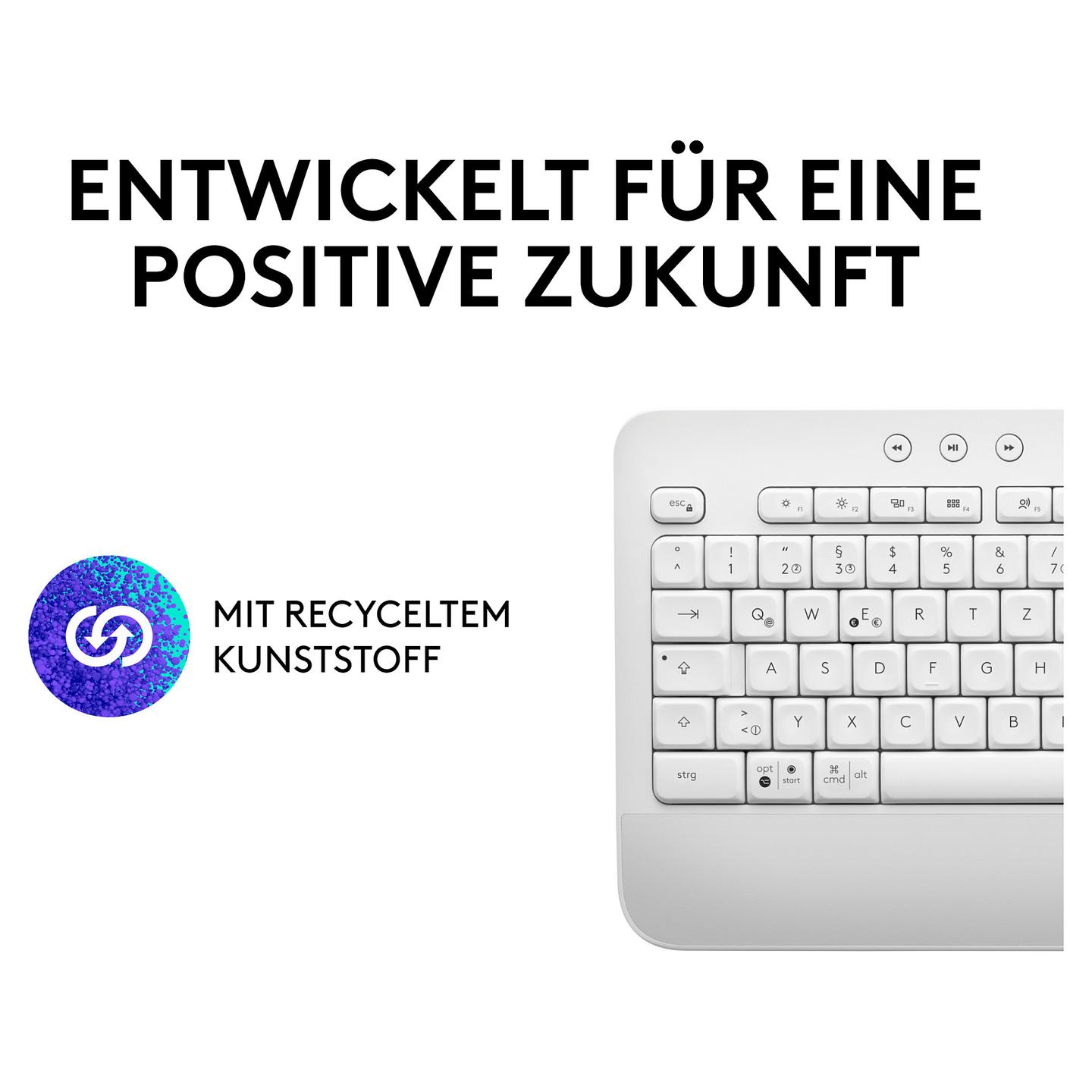 Tastierë pa kabllo Logitech Signature K650 / Bluetooth + USB / QWERTZ / Logi Bolt / NumPad - Bardhë - 8
