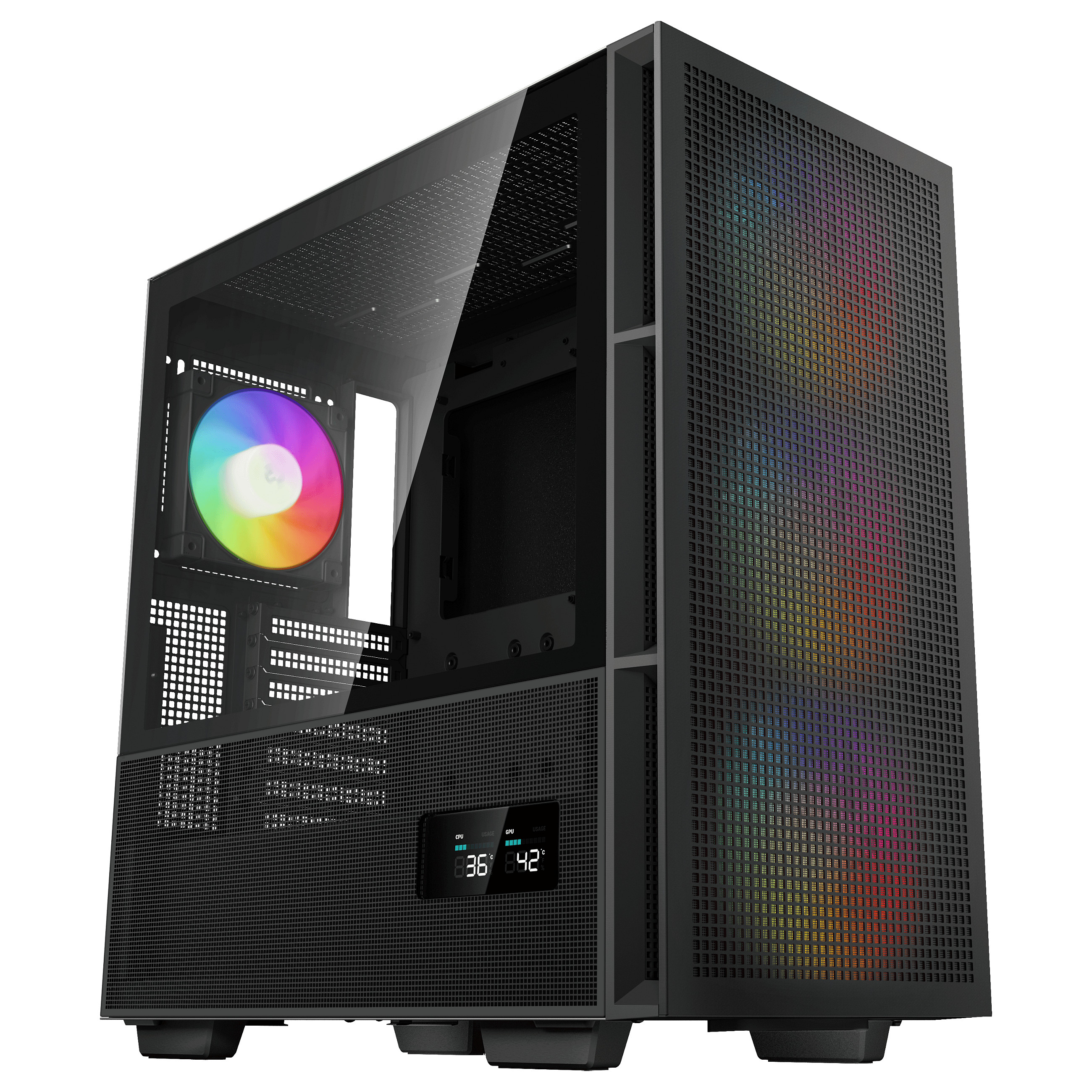Kasë PC DeepCool CH560 DIGITAL / Mid Tower / E-ATX / 3x 140mm + 1x 120mm ARGB Fan / Tempered Glass / Mesh / 360mm Radiator / Digital Display - Zezë