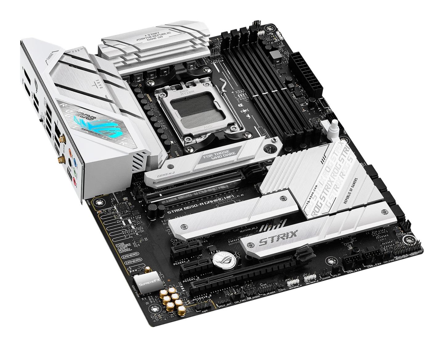 Pllakë Amë ASUS ROG STRIX B650-A GAMING WIFI / AM5 / B650 / DDR5 / PCIe 5.0 / Wi-Fi 6E – Argjend - 6