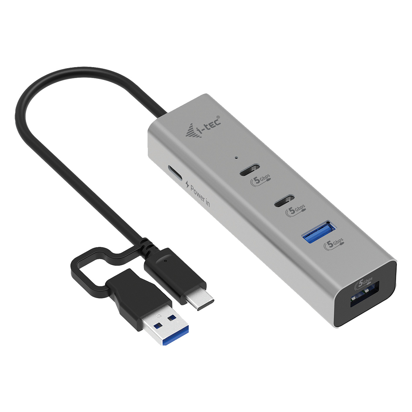 Hub i-tec CAHUBMETAL2A2CPD / 2x USB-C + 2x USB-A / 5Gbps / 85W PD – Argjend