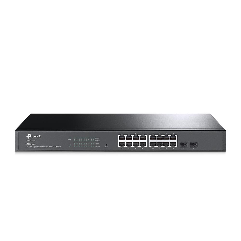 TP-Link JetStream TL-SG2218 16-Port Gigabit Smart Managed Switch – 16× RJ45 10/100/1000Mbps, 2× Gigabit SFP, Omada SDN, VLAN, Static Routing, 36Gbps, Rackmount 19" 1U – E Zezë - 1