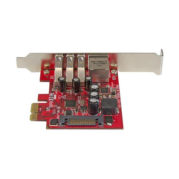 Kartë Zgjerimi StarTech.com PEXUSB3S3GE, 3x USB 3.2 Gen 1, 1x RJ45 Gigabit Ethernet, PCIe 2.0 x1 – Kuqe - 4