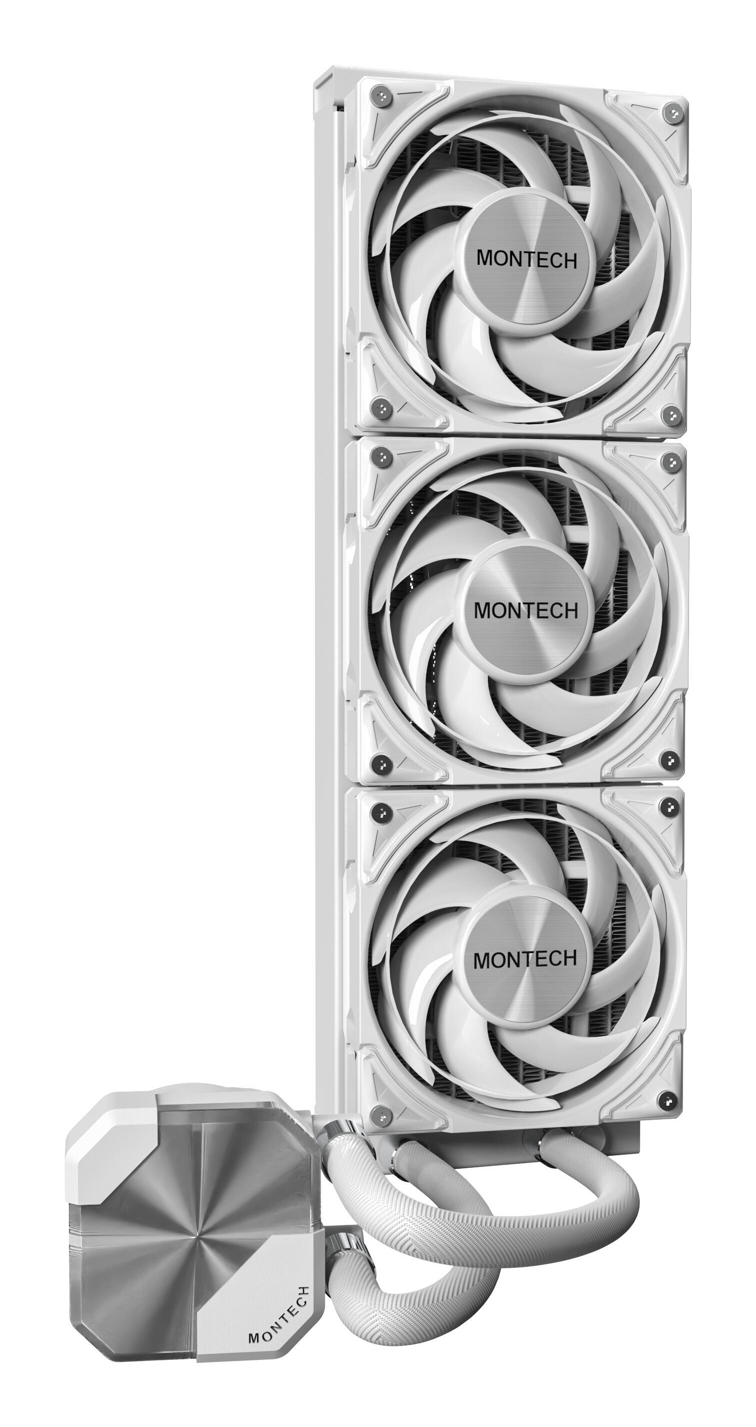 Ftohës me ujë për procesor Montech HyperFlow Silent 360 / 360mm / 3x 120mm Fan / 800-2200 RPM – Bardhë