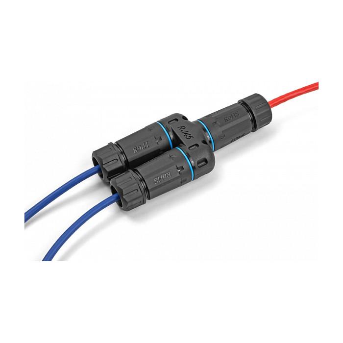 Lidhës për Kabllo Rrjeti DeLOCK 86808 / Cat 6A / STP / RJ-45 / IP68 / 1 × RJ-45 në 2 × RJ-45 - Zezë - 4