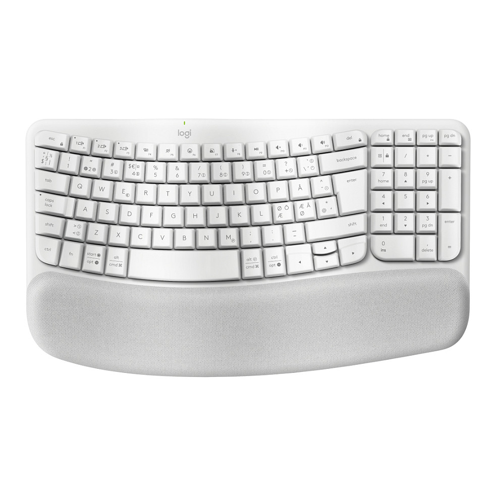 Tastierë pa kabllo Logitech Wave Keys / QWERTY / Membrane / RF Wireless + Bluetooth - Bardhë