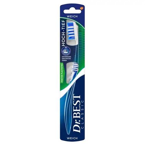 Furçë Dhëmbësh Dr.Best Classic Hoch-Tief / 1 Copë - Bardhë/Blu
