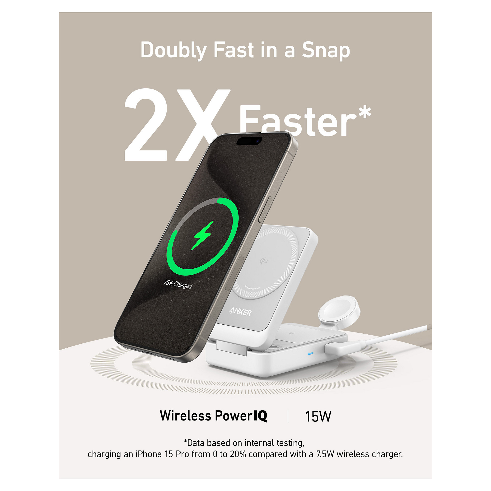 Aksesorë për telefon Anker MagGo Wireless Charger 15W 3-in-1 Charging Station - 2