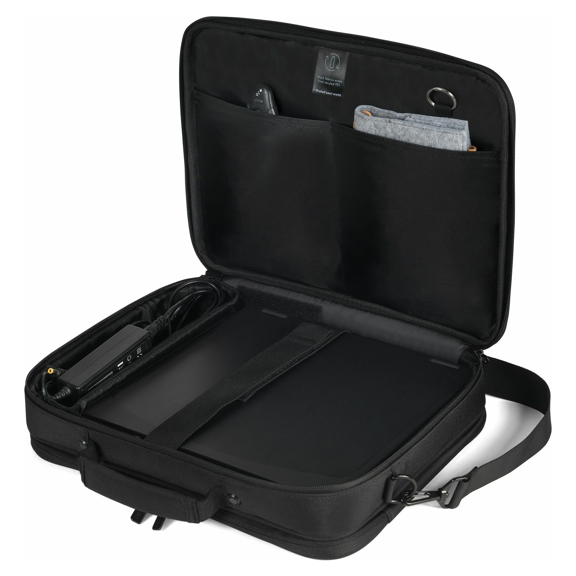Çantë për laptop DICOTA Eco Multi CORE D32029-RPET / Briefcase / 13-14.1" / 100% Recycled PET / Padded Laptop Compartment / RFID Blocker / GPS Tracker Pocket / Water-Repellent - Zezë - 3