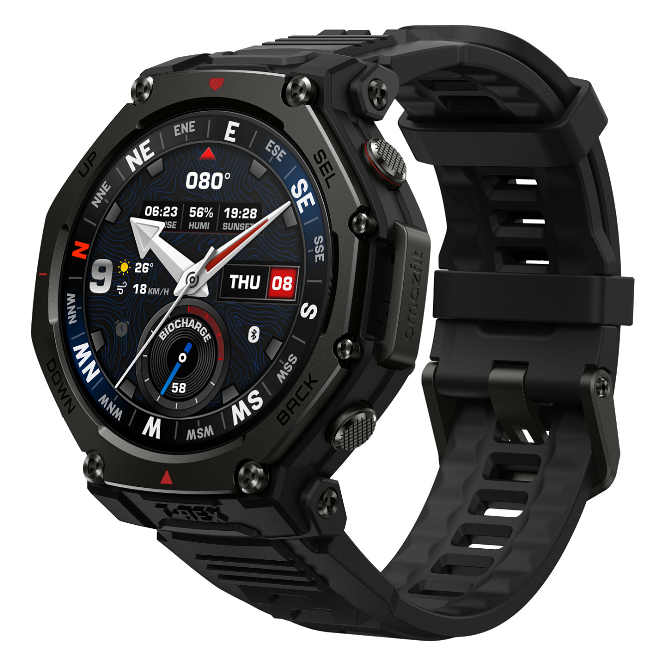 Orë e Mençur Amazfit T-Rex 3 Pro 44mm / AMOLED 1.32" / GPS / NFC / Bluetooth / Sportive & Shëndetësore - E Zezë