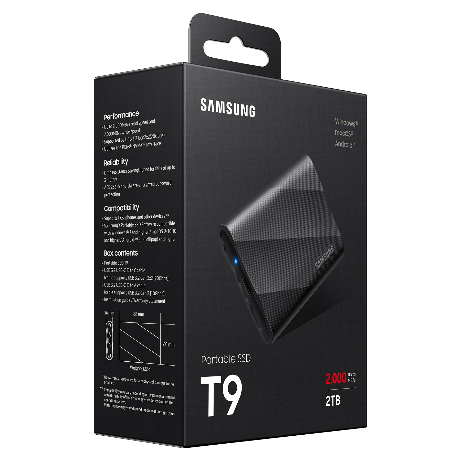 SSD të Jashtëm 2TB Samsung Portable T9 USB 3.2 Gen2 Black - 14