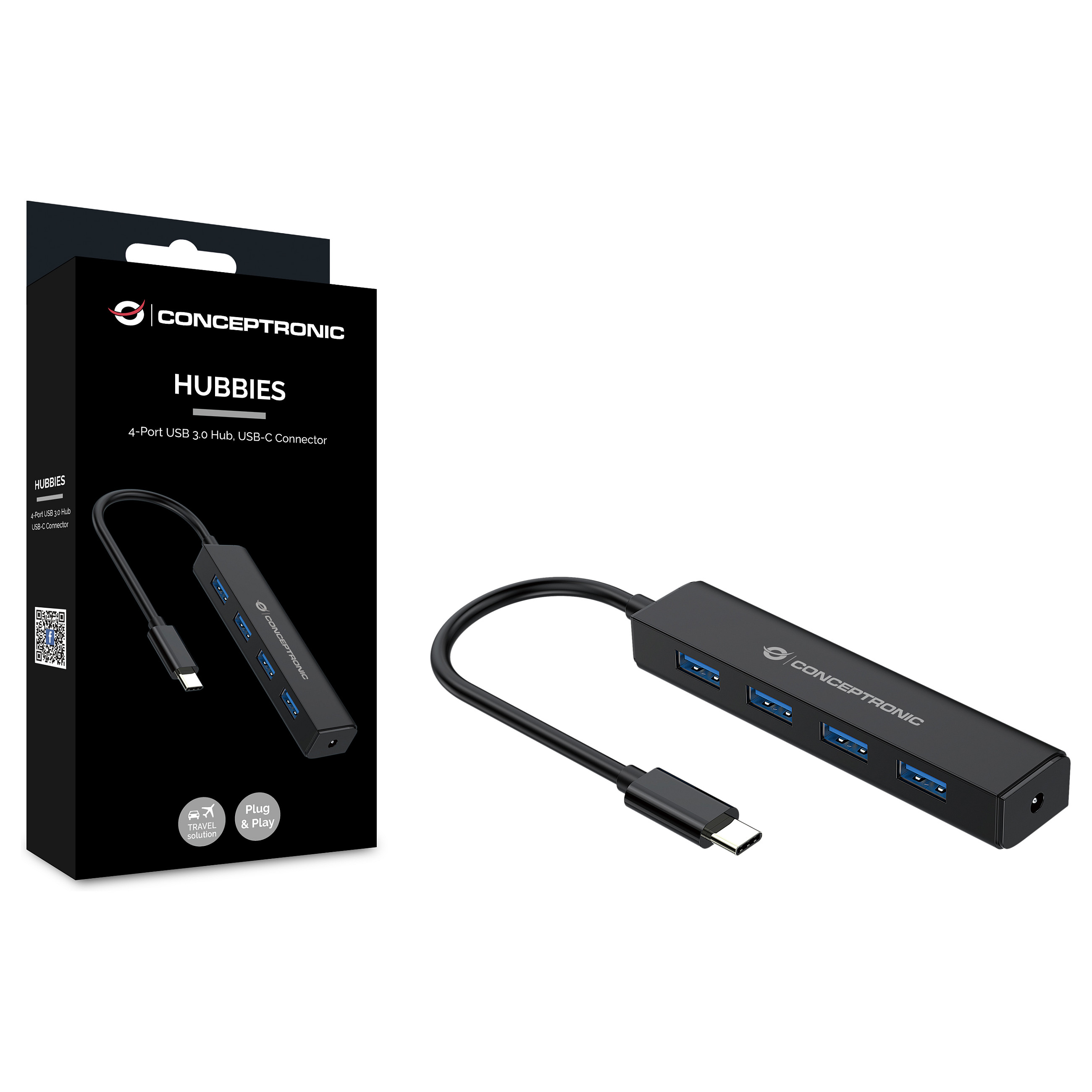 HUB Conceptronic / 4‑Port / USB‑C 3.2 Gen1 → 4x USB‑A 3.0 / Bus‑Powered – Zezë - 4