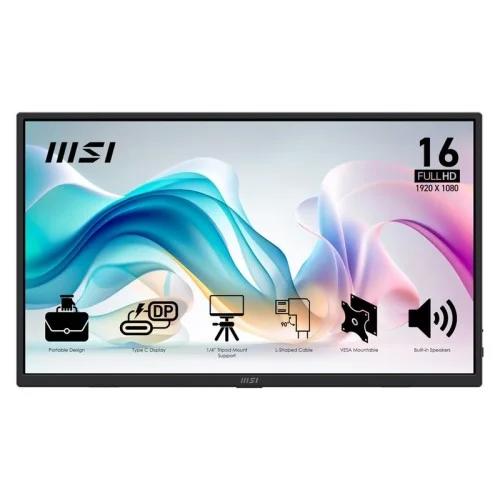 Monitor MSI PRO MP165 E6 / 15.6″ / FHD IPS / 60 Hz / 4 ms / USB‑C + HDMI - Zezë
