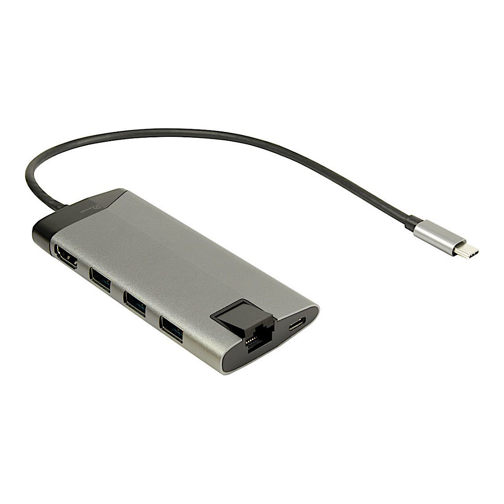 Docking Station Inter-Tech Argus GDC-802 / USB-C 3.2 Gen 1 / HDMI 4K 30Hz / 3x USB-A 3.0 / Gigabit Ethernet / SD & MicroSD / USB-C PD 100W – Argjend