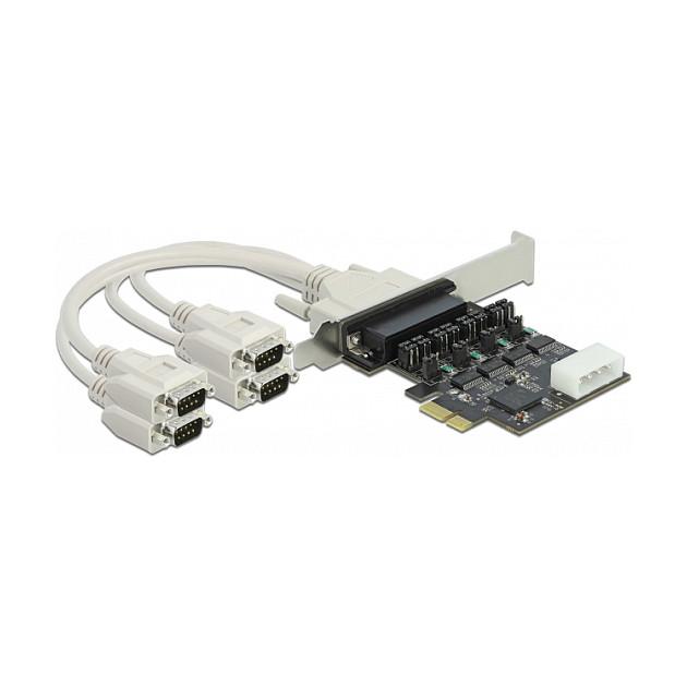 Kartë Zgjerimi Delock 89895, PCI Express 2.0 x1, 4x Serial RS-232 DB9, deri në 230.4Kbps, MaxLinear 17V354, Low Profile + Full Height - 1