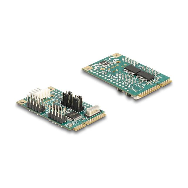 Kartë Zgjerimi Mini PCI Express Delock 95276 / Mini PCIe Full Size / 2x RS-232 DB9 / 460.8Kbps / WCH382L / Furnizim 5V/12V - 2