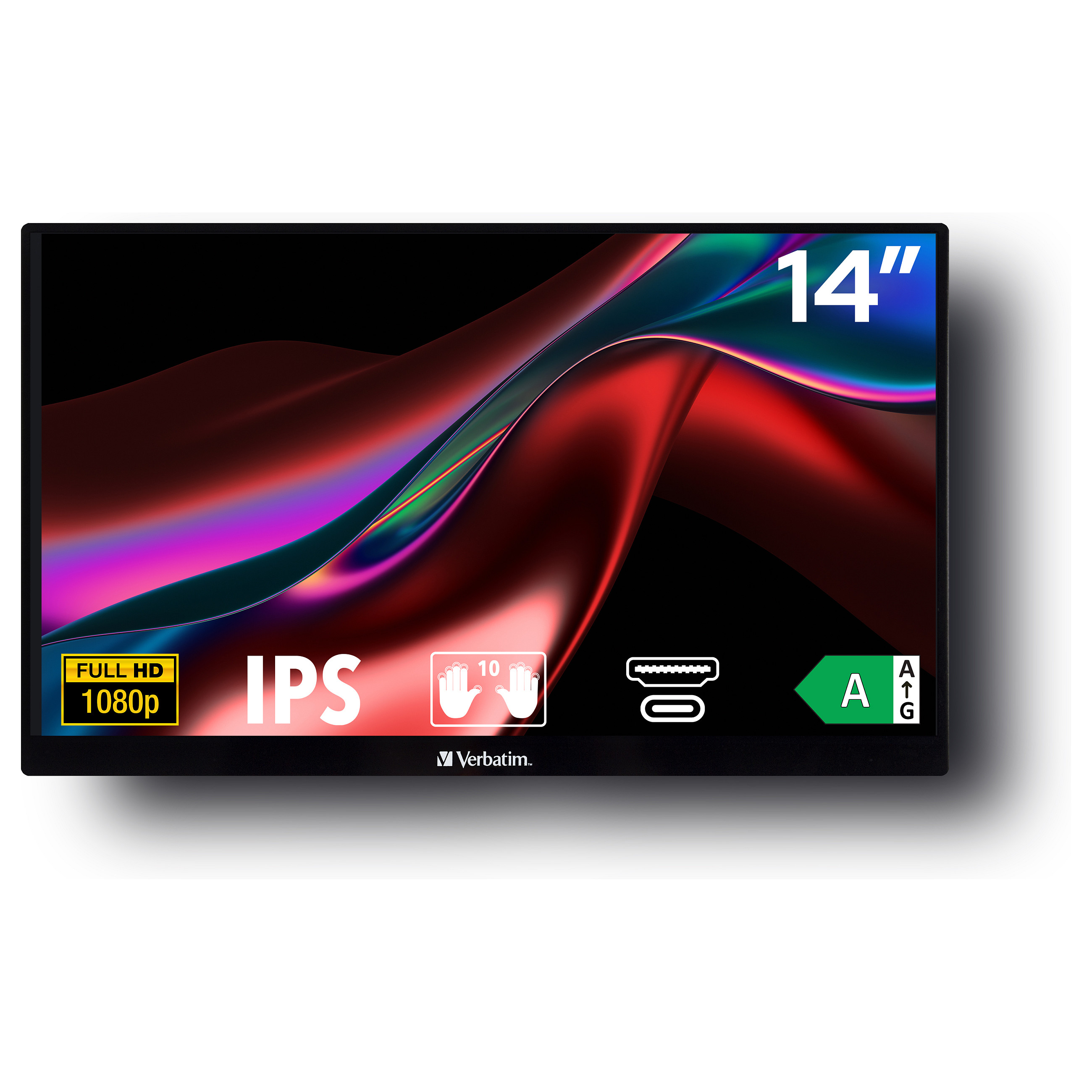 Monitor Verbatim PMT-14 / 14″ / FHD TFT/IPS LCD Touchscreen / 6ms / HDMI + USB-C - Zezë - 2