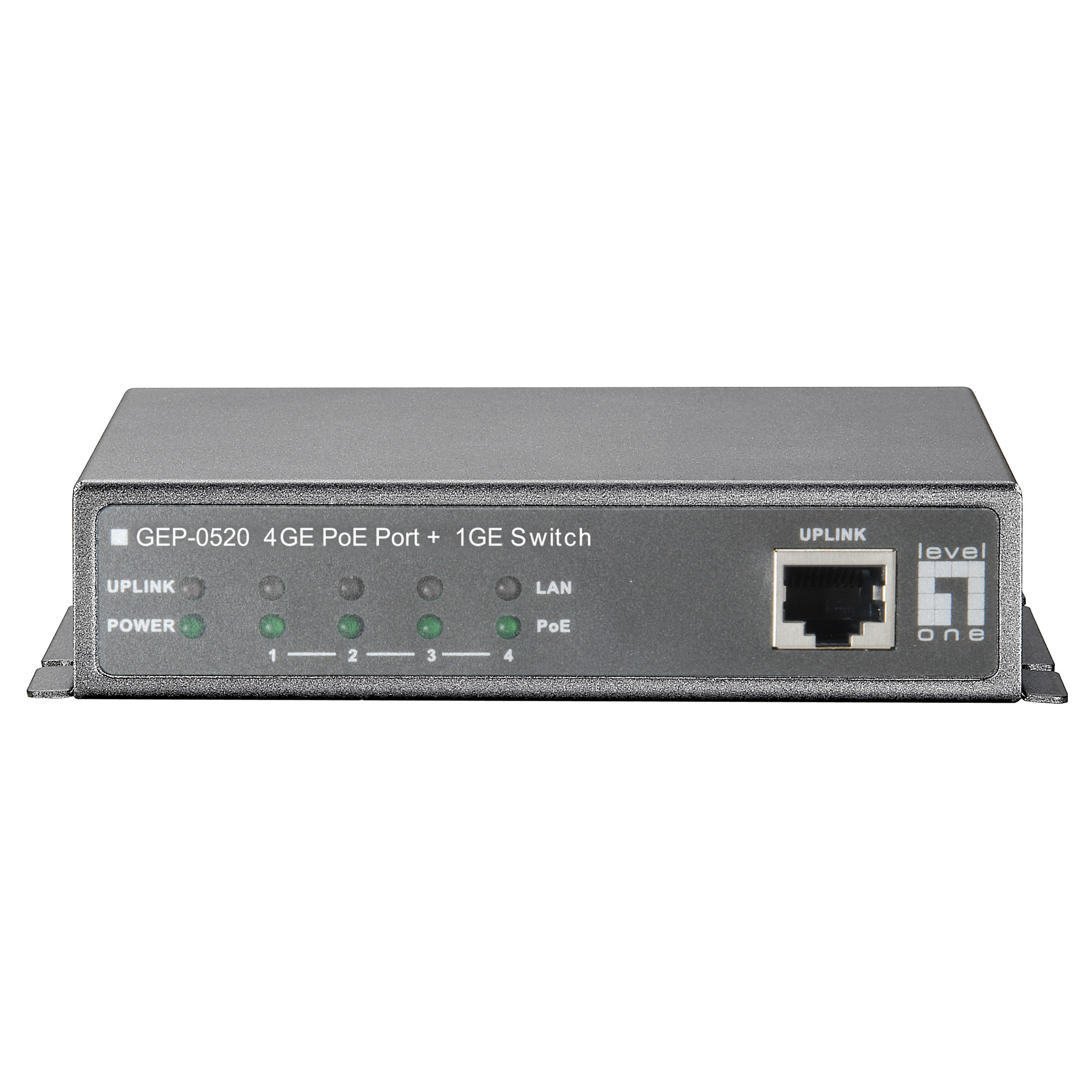 LevelOne GEP-0520 5-Port Gigabit PoE Switch, 4-Port PoE+, 61.6W Budget, Unmanaged Desktop Switch - 3