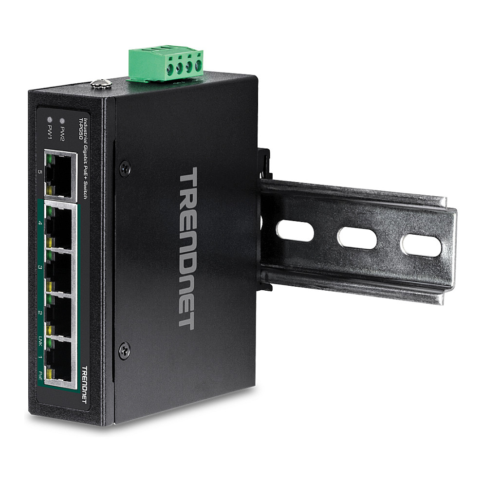 TRENDnet TI-PE70 5-Port Gigabit PoE+ Industrial Switch 120W DIN-Rail Unmanaged Industrial Ethernet Switch - 6